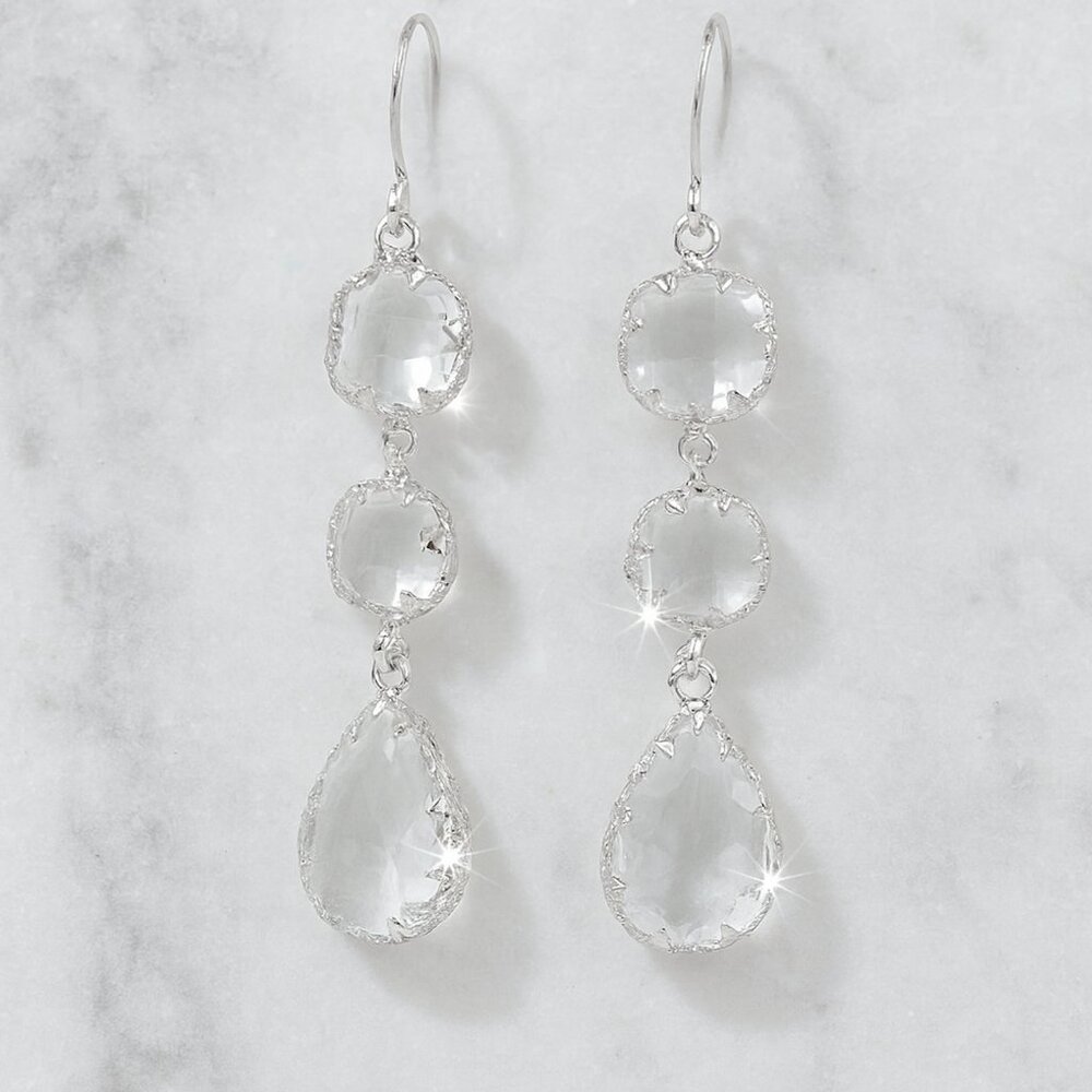 “Sia” Crystal Chandelier Earrings with Gold Etching - Picture 3 of 6